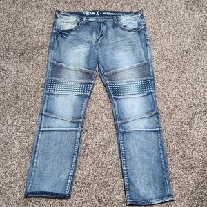 Raw X Moto Jeans Acid Wash Vintage Inspired Men's 34x32 Jeans